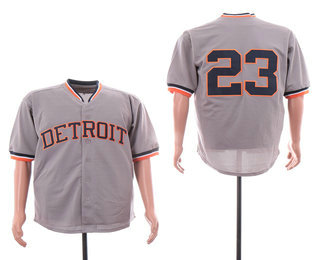 Men's Detroit Tigers #23 Kirk Gibson Gray Button Throwback Cooperstown Collection Stitched MLB Mitchell & Ness Jersey