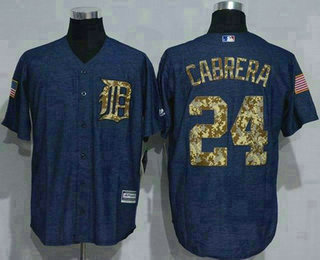 Men's Detroit Tigers #24 Miguel Cabrera Denim Blue Salute to Service Stitched MLB Jersey