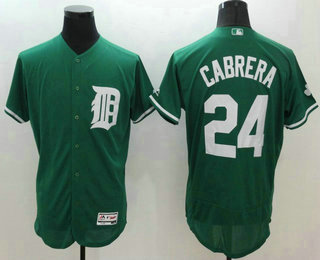 Men's Detroit Tigers #24 Miguel Cabrera Green Celtic Flexbase Authentic Collection Player Jersey