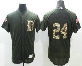 Men's Detroit Tigers #24 Miguel Cabrera Green Salute to Service 2016 Flexbase Majestic Baseball Jersey