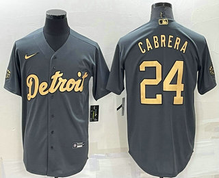 Men's Detroit Tigers #24 Miguel Cabrera Grey 2022 All Star Stitched Cool Base Nike Jersey