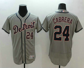 Men's Detroit Tigers #24 Miguel Cabrera Grey Flexbase 2016 MLB Player Jersey