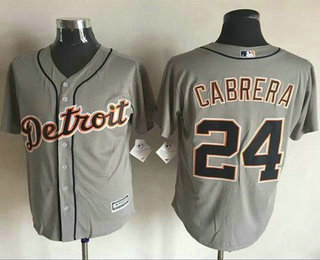 Men's Detroit Tigers #24 Miguel Cabrera Grey New Cool Base Jersey