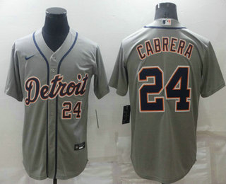 Men's Detroit Tigers #24 Miguel Cabrera Grey Stitched Cool Base Nike Jersey