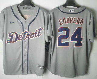 Men's Detroit Tigers #24 Miguel Cabrera Grey Stitched Cool Base Nike Jersey