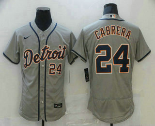 Men's Detroit Tigers #24 Miguel Cabrera Grey Stitched MLB Flex Base Nike Jersey