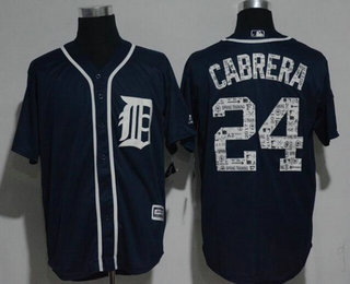 Men's Detroit Tigers #24 Miguel Cabrera Navy Blue 2017 Spring Training Stitched MLB Majestic Cool Base Jersey