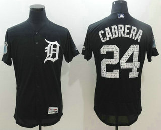 Men's Detroit Tigers #24 Miguel Cabrera Navy Blue 2017 Spring Training Stitched MLB Majestic Flex Base Jersey