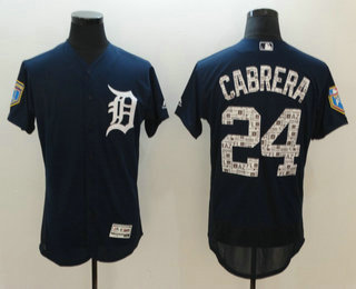 Men's Detroit Tigers #24 Miguel Cabrera Navy Blue 2018 Spring Training Stitched MLB Flex Base Jersey