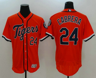 Men's Detroit Tigers #24 Miguel Cabrera Orange 2016 Flexbase Majestic Baseball Jersey