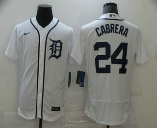 Men's Detroit Tigers #24 Miguel Cabrera White Stitched MLB Flex Base Nike Jersey