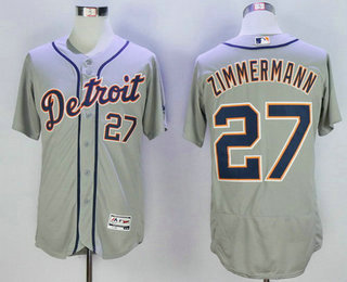 Men's Detroit Tigers #27 Jordan Zimmermann Gray Road 2016 Flexbase Majestic Baseball Jersey