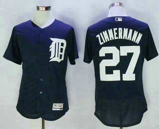 Men's Detroit Tigers #27 Jordan Zimmermann Navy Blue 2016 Flexbase Majestic Baseball Jersey