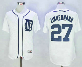 Men's Detroit Tigers #27 Jordan Zimmermann White Home 2016 Flexbase Majestic Baseball Jersey