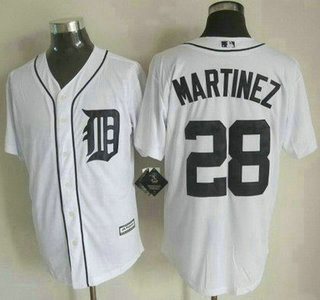 Men's Detroit Tigers #28 J. D. Martinez 2015 White Black Pinstripe Jersey