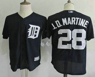 Men's Detroit Tigers #28 J. D. Martinez Navy blue 2015 New Cool Base Player Jersey Majestic