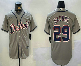 Men's Detroit Tigers #29 Tarik Skubal Grey Stitched Cool Base Nike Jersey