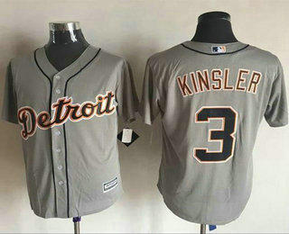 Men's Detroit Tigers #3 Ian Kinsler Grey New Cool Base Jersey