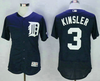 Men's Detroit Tigers #3 Ian Kinsler Navy Blue 2016 Flexbase Majestic Baseball Jersey