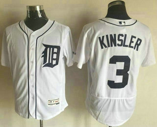 Men's Detroit Tigers #3 Ian Kinsler White Flexbase 2016 MLB Player Jersey