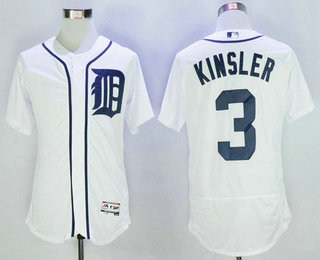 Men's Detroit Tigers #3 Ian Kinsler White Home 2016 Flexbase Majestic Baseball Jersey