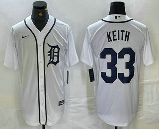 Men's Detroit Tigers #33 Colt Keith White Cool Base Stitched Jersey