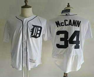 Men's Detroit Tigers #34 James McCann White Home 2016 Flexbase Majestic Baseball Jersey