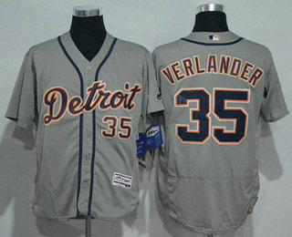 Men's Detroit Tigers #35 Justin Verlander Grey 2016 Flexbase Majestic Baseball Jersey