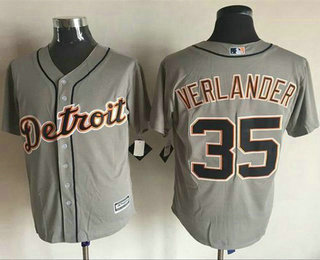 Men's Detroit Tigers #35 Justin Verlander Grey New Cool Base Jersey