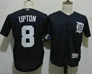 Men's Detroit Tigers #8 Justin Upton Majestic Navy 2016 FlexBase Cool Base Player Jersey