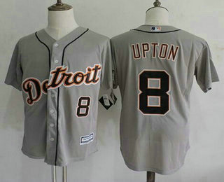 Men's Detroit Tigers #8 Justin Upton Official Authentic Collection Player Jersey Gray