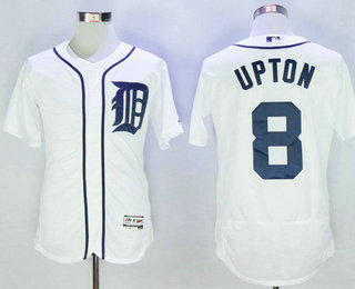 Men's Detroit Tigers #8 Justin Upton White 2016 Flexbase Majestic Baseball Jersey