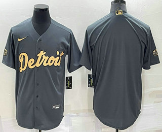 Men's Detroit Tigers Blank Grey 2022 All Star Stitched Cool Base Nike Jersey