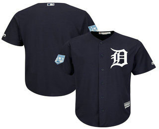 Men's Detroit Tigers Blank Navy Blue 2019 Spring Training Cool Base Jersey