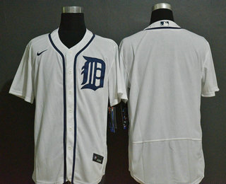 Men's Detroit Tigers Blank White Stitched MLB Flex Base Nike Jersey