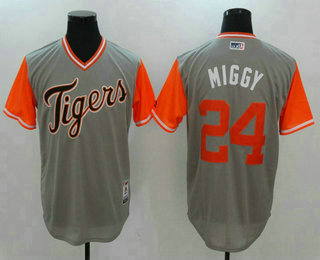 Men's Detroit Tigers Miguel Cabrera #24 Miggy Majestic Gray 2017 Little League World Series Players Weekend Stitched Nickname Jersey