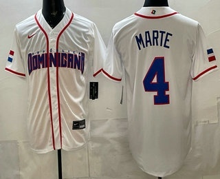 Men's Dominican #4 Ketel Marte White 2026 World Baseball Classic Cool Base Jersey