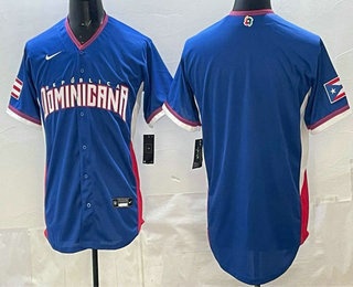 Men's Dominican Republic Blank Royal White 2026 World Baseball Classic Cool Base Jersey