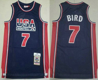 Men's Dream 1 USA #7 Larry Bird Navy 1992 Swingman Jersey