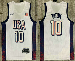 Men's Dream 16 USA #10 Jayson Tatum White 2024 Swingman Jersey