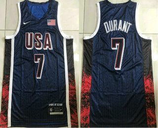 Men's Dream 16 USA #7 Kevin Durant Navy 2024 AU Basketball Jersey TOP