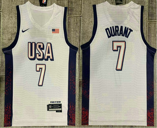 Men's Dream 16 USA #7 Kevin Durant White 2024 Swingman Jersey