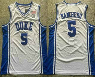 Men's Duke Blue Devils  #5 Paolo Banchero White College Basketball Jersey