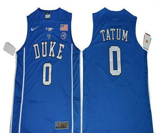 Men's Duke Blue Devils #0 Jayson Tatum Royal Blue College Basketball Nike Swingman Stitched 2017 NCAA Jersey