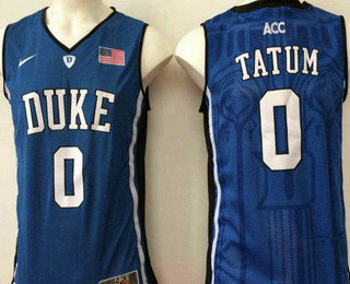 Men's Duke Blue Devils #0 Jayson Tatum Royal Blue College Basketball Stitched Nike Swingman Jersey