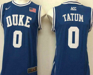 Men's Duke Blue Devils #0 Jayson Tatum Royal Blue Round Collar College Basketball Stitched Nike Swingman Jersey