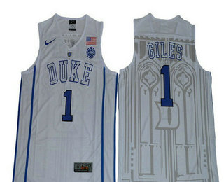 Men's Duke Blue Devils #1 Harry Giles White College Basketball Nike Swingman Stitched 2017 NCAA Jersey