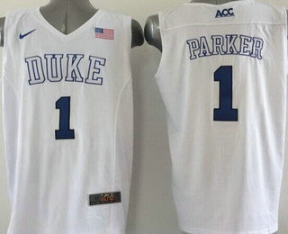 Men's Duke Blue Devils #1 Jabari Parker 2015 White Jersey