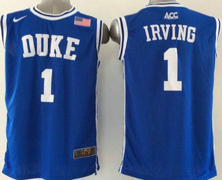 Men's Duke Blue Devils #1 Kyrie Irving 2015 Blue Round Collar Jersey