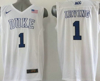 Men's Duke Blue Devils #1 Kyrie Irving 2015 White Jersey